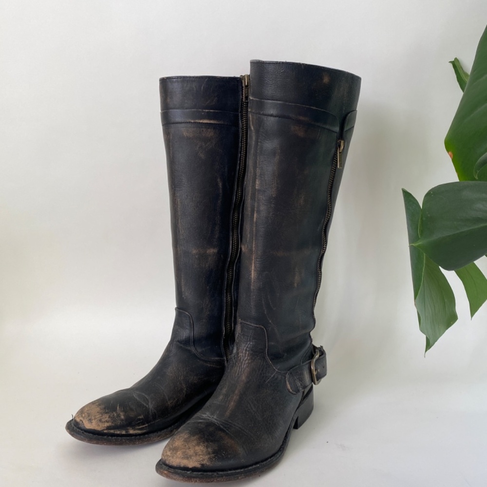 Matisse Distressed Leather Riding Boots - Picture 3 of 11